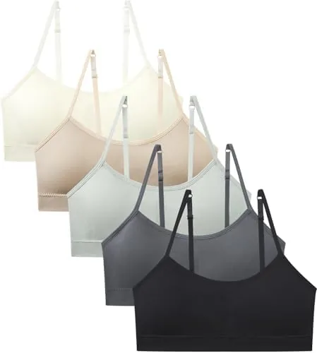 suekaphin girls training bra padded seamless soft bras for girls with adjustable strapes removable pads pack of 5sort bxlarge